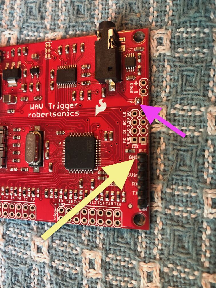 WAV Trigger with headers and power pad soldered